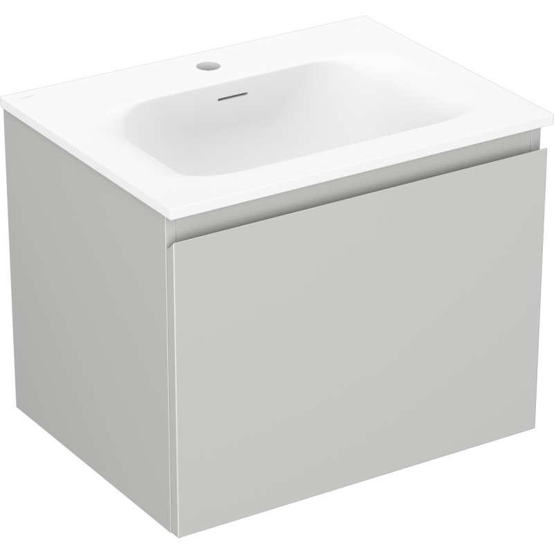Mexen Orio Badezimmerschrank 60 cm mit Waschbecken Vela, 1 Schublade, grau matt/weiß matt - 91A10-06047-1-BF62-W23M01
