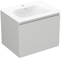 Mexen Orio Badezimmerschrank 60 cm mit Waschbecken Vela, 1 Schublade, grau matt/weiß matt - 91A10-06047-1-BF62-W23M01