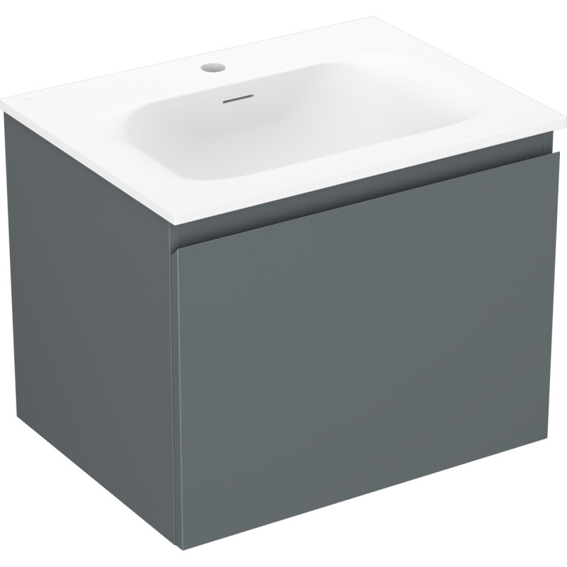 Mexen Orio Badezimmerschrank 60 cm mit Waschbecken Vela, 1 Schublade, Graphit matt/Weiß matt - 91A10-06047-1-BF66-W23M01