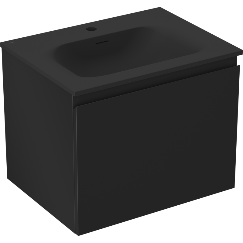 Mexen Orio Badezimmerschrank 60 cm mit Waschbecken Vela, 1 Schublade, schwarz matt - 91A10-06047-1-BF71-W23M71