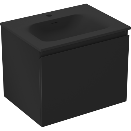 Mexen Orio Badezimmerschrank 60 cm mit Waschbecken Vela, 1 Schublade, schwarz matt - 91A10-06047-1-BF71-W23M71