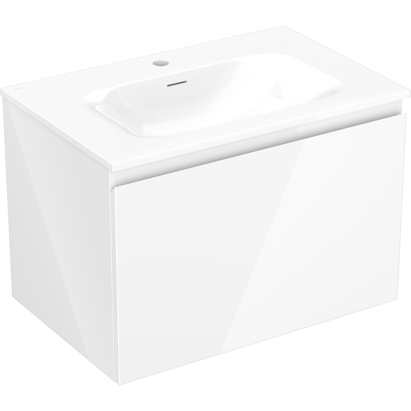 Mexen Orio Badezimmerunterschrank 70 cm mit Waschbecken Vela, 1 Schublade, weiß glänzend - 91A10-07047-1-BF00-W23M00