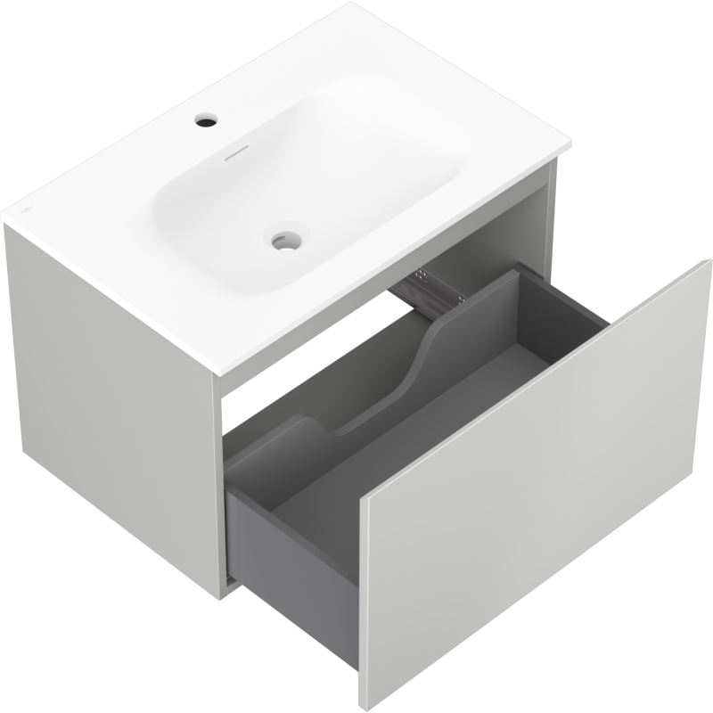 Mexen Orio Badezimmerschrank 70 cm mit Waschbecken Vela, 1 Schublade, grau matt/weiß matt - 91A10-07047-1-BF62-W23M01