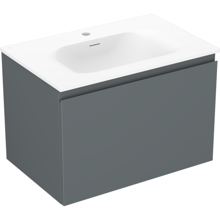 Mexen Orio Badezimmerschrank 70 cm mit Waschbecken Vela, 1 Schublade, Graphit matt/Weiß matt - 91A10-07047-1-BF66-W23M01