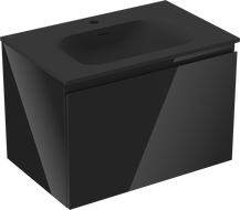 Mexen Orio Badezimmerschrank 70 cm mit Waschbecken Vela, 1 Schublade, Schwarz glänzend/Schwarz matt - 91A10-07047-1-BF70-W23M71