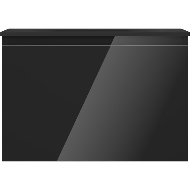 Mexen Orio Badezimmerschrank 70 cm mit Waschbecken Vela, 1 Schublade, Schwarz glänzend/Schwarz matt - 91A10-07047-1-BF70-W23M71