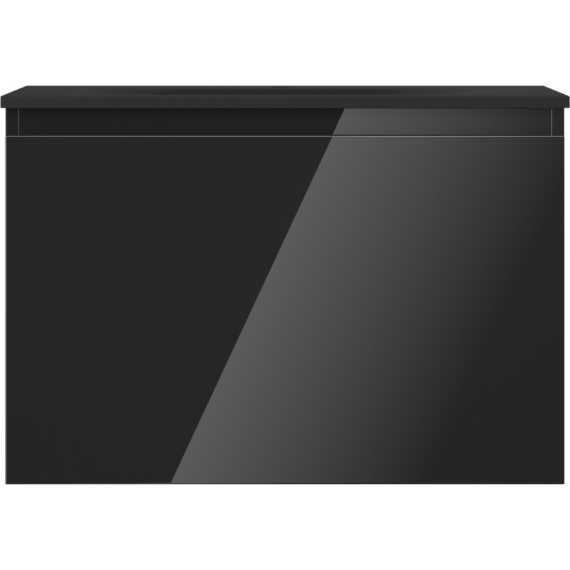 Mexen Orio Badezimmerschrank 70 cm mit Waschbecken Vela, 1 Schublade, Schwarz Hochglanz/Schwarz Matt - 91A10-07047-1-BF70-W23M71