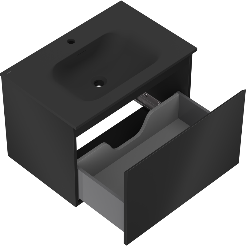 Mexen Orio Badschrank 70 cm mit Waschbecken Vela, 1 Schublade, schwarz matt - 91A10-07047-1-BF71-W23M71