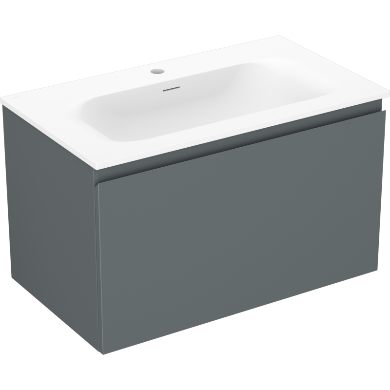 Mexen Orio Badezimmerschrank 80 cm mit Waschbecken Vela, 1 Schublade, Graphit matt/weiß matt - 91A10-08047-1-BF66-W23M01