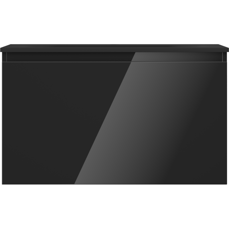 Mexen Orio Badezimmerschrank 80 cm mit Waschbecken Vela, 1 Schublade, schwarzer Glanz/schwarze Matt - 91A10-08047-1-BF70-W23M71