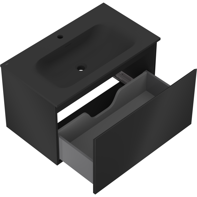 Mexen Orio Badezimmerschrank 80 cm mit Waschbecken Vela, 1 Schublade, schwarz matt - 91A10-08047-1-BF71-W23M71