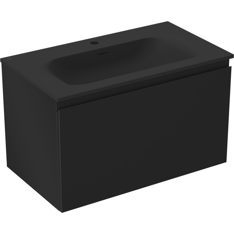 Mexen Orio Badezimmerschrank 80 cm mit Waschbecken Vela, 1 Schublade, schwarz matt - 91A10-08047-1-BF71-W23M71