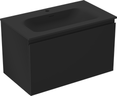 Mexen Orio Badezimmerschrank 80 cm mit Waschbecken Vela, 1 Schublade, schwarz matt - 91A10-08047-1-BF71-W23M71