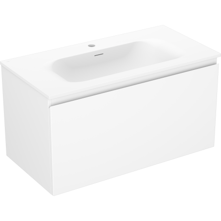 Mexen Orio Badezimmerschrank 90 cm mit Waschbecken Vela, 1 Schublade, weiß matt - 91A10-09047-1-BF01-W23M01