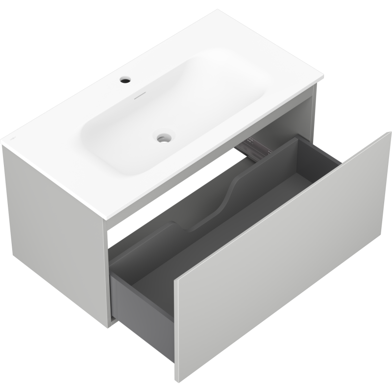 Mexen Orio Badezimmerschrank 90 cm mit Waschtisch Vela, 1 Schublade, grau matt/weiß matt - 91A10-09047-1-BF62-W23M01