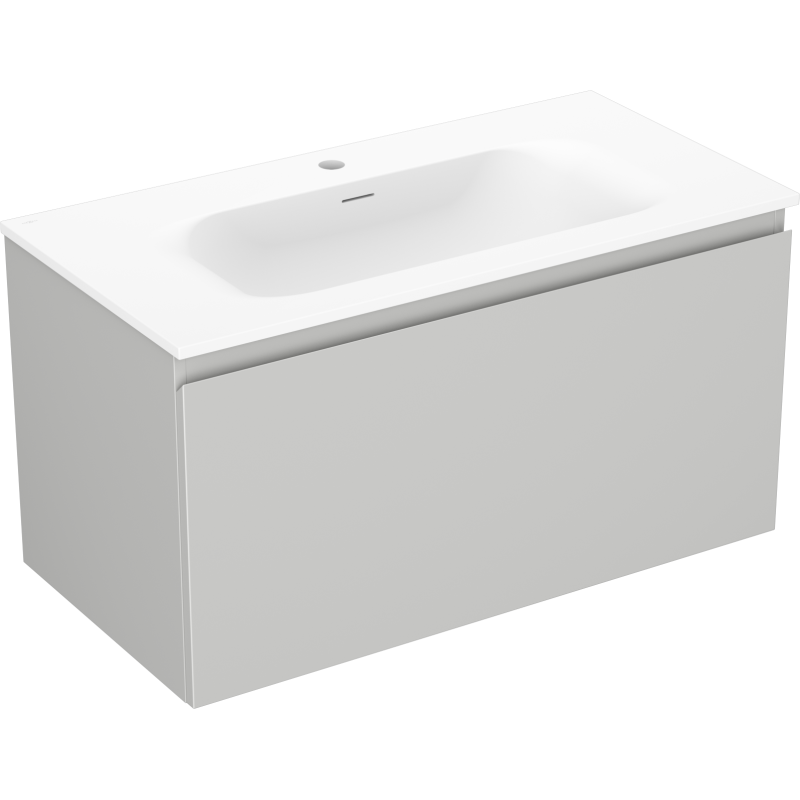 Mexen Orio Badezimmerschrank 90 cm mit Waschtisch Vela, 1 Schublade, grau matt/weiß matt - 91A10-09047-1-BF62-W23M01