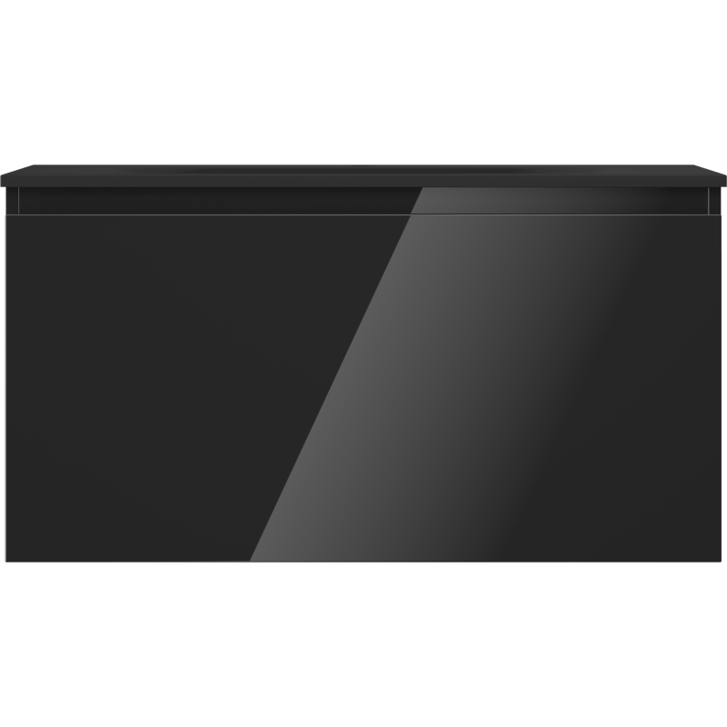Mexen Orio Badezimmerschrank 90 cm mit Waschbecken Vela, 1 Schublade, schwarz glänzend/schwarz matt - 91A10-09047-1-BF70-W23M71