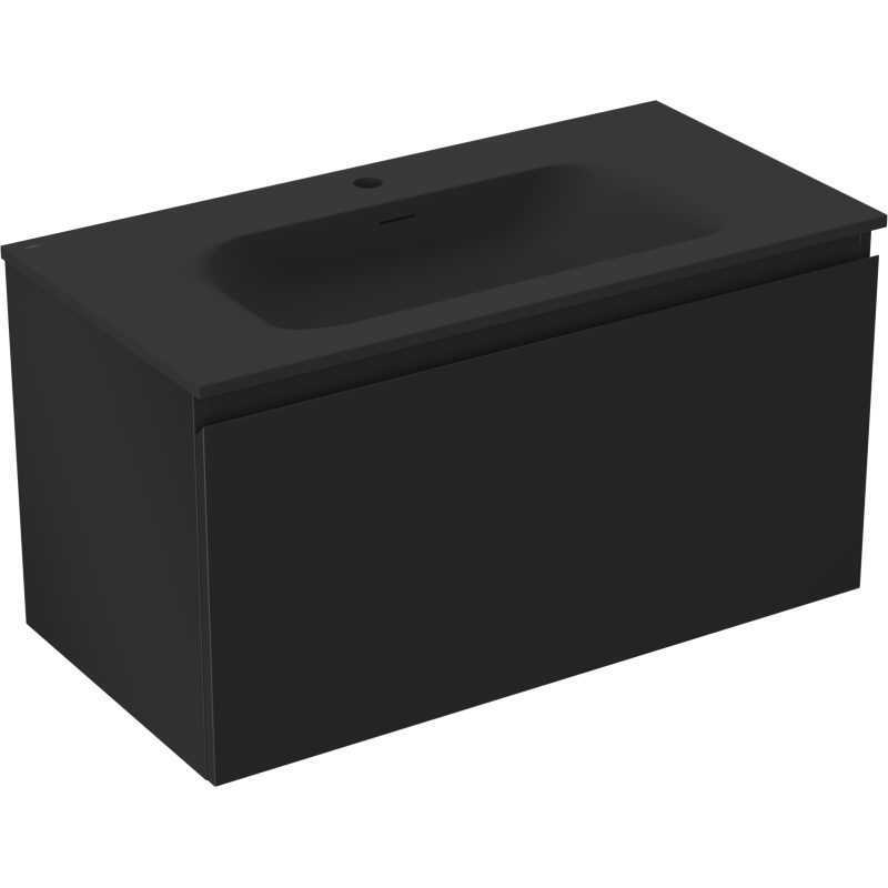 Mexen Orio 90 cm Badezimmerunterschrank mit Waschbecken Vela, 1 Schublade, Schwarz Matt - 91A10-09047-1-BF71-W23M71