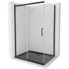 Mexen Omega Schiebeduschkabine 100 x 90 cm, transparent, schwarz + Flat-Duschwanne, schwarz - 825-100-090-70-00-4070B