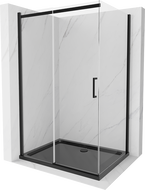 Mexen Omega Schiebeduschkabine 100 x 90 cm, transparent, schwarz + Flat-Duschwanne, schwarz - 825-100-090-70-00-4070B
