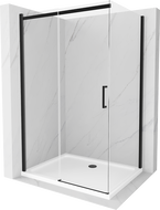 Mexen Omega Schiebeduschkabine 100 x 80 cm, transparent, schwarz + Flat Duschwanne, weiß - 825-100-080-70-00-4010B