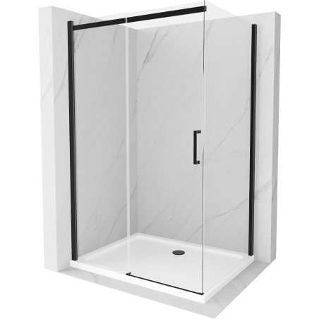 Mexen Omega Duschkabine Schiebetür 100 x 90 cm, transparent, schwarz + Duschwanne Flat, weiß - 825-100-090-70-00-4010B