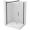 Mexen Omega Duschkabine Schiebetür 100 x 90 cm, transparent, schwarz + Duschwanne Flat, weiß - 825-100-090-70-00-4010B