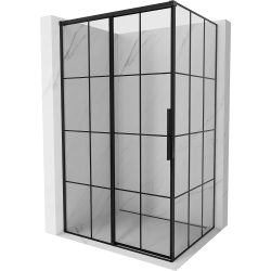 Mexen Rox Schiebeduschkabine links 95 x 110 cm, schwarzes Gitter, schwarz - 8C2-095-110-70-77-L