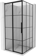 Mexen Rox Schiebetür-Duschkabine links 110 x 110 cm, schwarzes Gitter, schwarz - 8C2-110-110-70-77-L