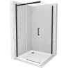 Mexen Omega Schiebeduschkabine 100 x 100 cm, transparent, schwarz + Duschwanne Flat, weiß - 825-100-100-70-00-4010B