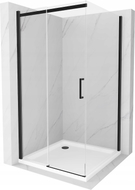 Mexen Omega Schiebeduschkabine 100 x 100 cm, transparent, schwarz + Duschwanne Flat, weiß - 825-100-100-70-00-4010B