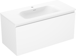 Mexen Orio Badezimmerschrank 100 cm mit Waschbecken Vela, 1 Schublade, weiß matt - 91A10-10047-1-BF01-W23M01