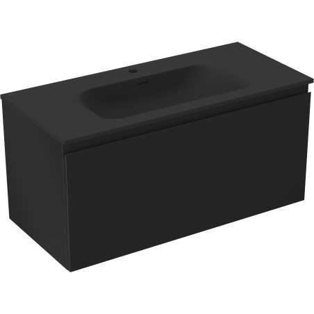Mexen Orio Badezimmerunterschrank 100 cm mit Waschbecken Vela, 1 Schublade, Schwarz Matt - 91A10-10047-1-BF71-W23M71