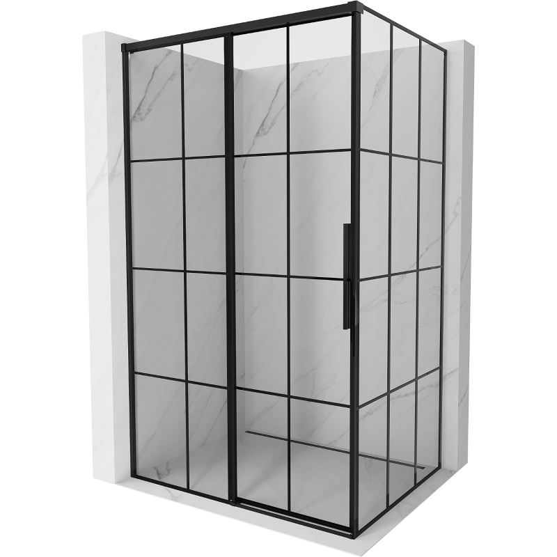 Mexen Rox Duschkabine, links verschiebbar, 155 x 110 cm, schwarzes Gitter, schwarz - 8C2-155-110-70-77-L