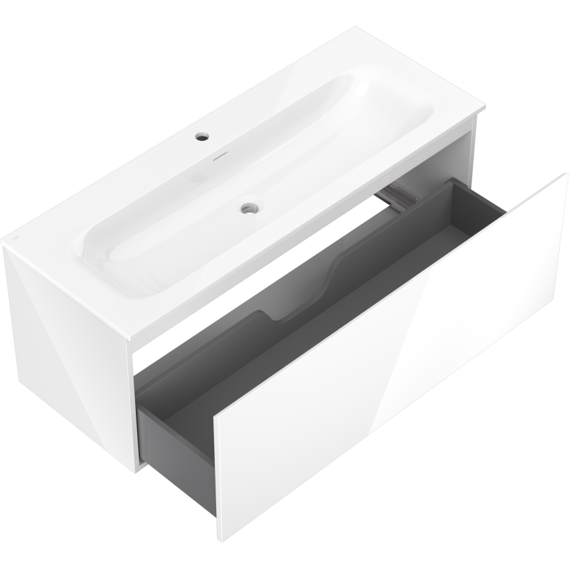 Mexen Orio 120 cm Badezimmerunterschrank mit Waschbecken Vela, 1 Schublade, weiß glänzend - 91A10-12047-1-BF00-W23M00