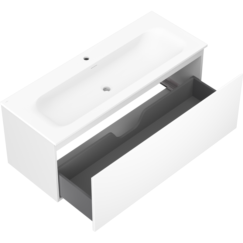 Mexen Orio Badezimmerschrank 120 cm mit Waschbecken Vela, 1 Schublade, weiß matt - 91A10-12047-1-BF01-W23M01
