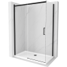 Mexen Omega Schiebetür-Duschkabine 140 x 80 cm, transparent, schwarz + Flache Duschwanne, weiß - 825-140-080-70-00-4010B