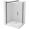 Mexen Omega Schiebedusche 140 x 90 cm, transparent, schwarz + Duschwanne Flat, weiß - 825-140-090-70-00-4010B