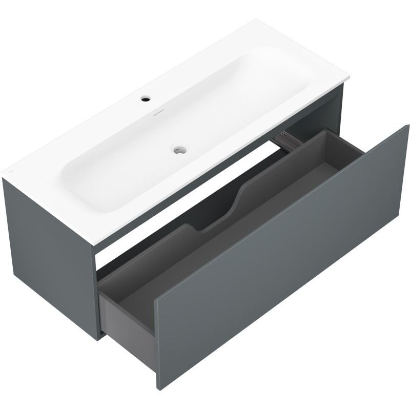 Mexen Orio Badezimmerschrank 120 cm mit Waschbecken Vela, 1 Schublade, grafit matt/weiß matt - 91A10-12047-1-BF66-W23M01