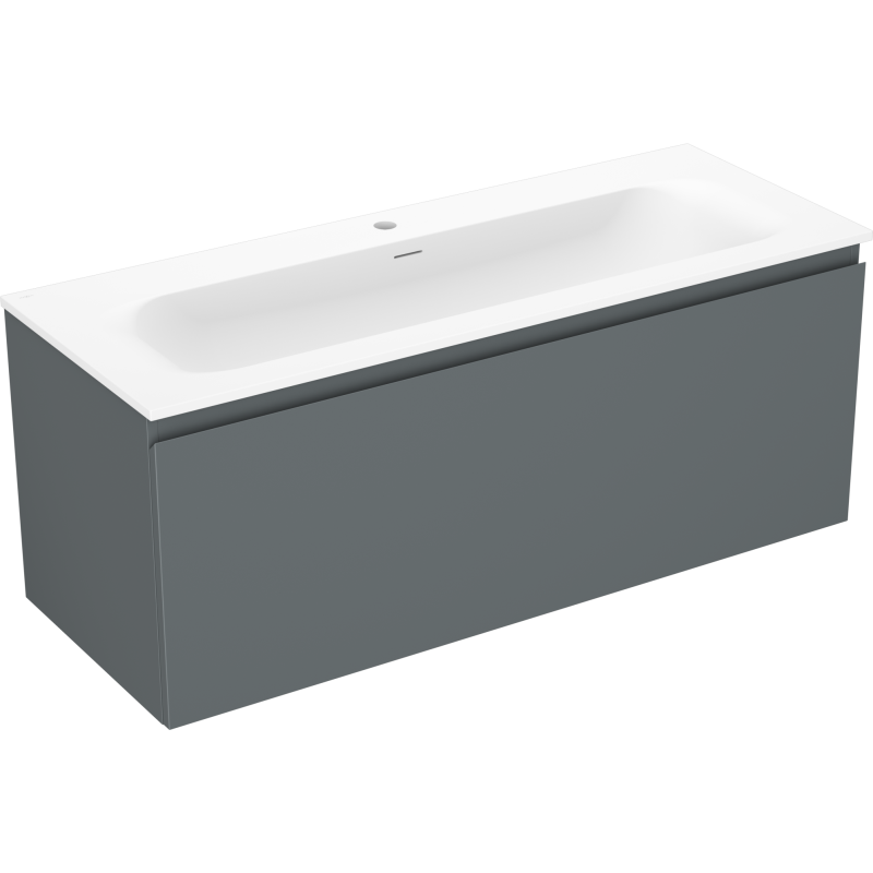 Mexen Orio Badezimmerschrank 120 cm mit Waschbecken Vela, 1 Schublade, Graphit Matt/Weiß Matt - 91A10-12047-1-BF66-W23M01