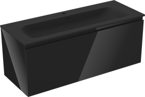 Mexen Orio Badschrank 120 cm mit Waschbecken Vela, 1 Schublade, schwarz glänzend/schwarz matt - 91A10-12047-1-BF70-W23M71
