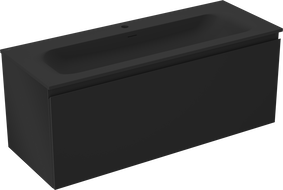 Mexen Orio Badezimmer-Unterschrank 120 cm mit Waschbecken Vela, 1 Schublade, schwarz matt - 91A10-12047-1-BF71-W23M71
