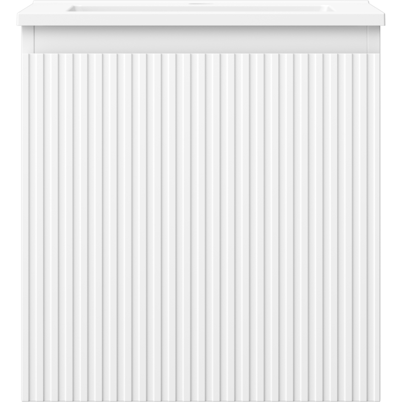 Mexen Rivel Badezimmerschrank 45 cm mit Waschbecken Otis, 1 Schublade, gerillt, weiß matt - 91A20-04547-1-BF01-W18M01