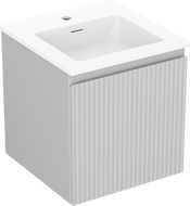 Mexen Rivel Badezimmerschrank 45 cm mit Waschbecken Otis, 1 Schublade, gerillt, grau matt/weiß matt - 91A20-04547-1-BF62-W18M01