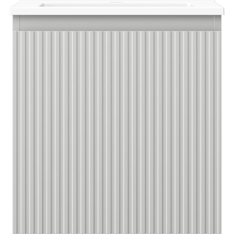 Mexen Rivel Badezimmerschrank 45 cm mit Waschbecken Otis, 1 Schublade, gerillt, grau matt/weiß matt - 91A20-04547-1-BF62-W18M01