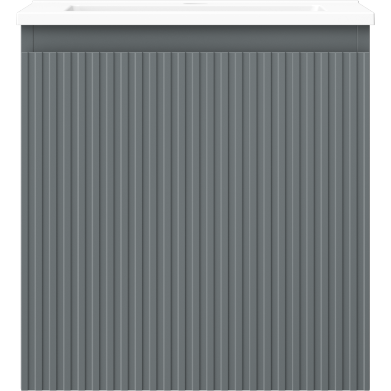 Mexen Rivel Badezimmerschrank 45 cm mit Waschbecken Otis, 1 Schublade, geriffelt, Graphit matt/Weiß matt