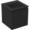 Mexen Rivel Badezimmerschrank 45 cm mit Waschbecken Otis, 1 Schublade, gerillt, schwarz matt - 91A20-04547-1-BF71-W18M71
