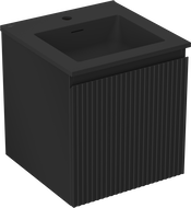 Mexen Rivel Badezimmerschrank 45 cm mit Waschbecken Otis, 1 Schublade, gerillt, schwarz matt - 91A20-04547-1-BF71-W18M71