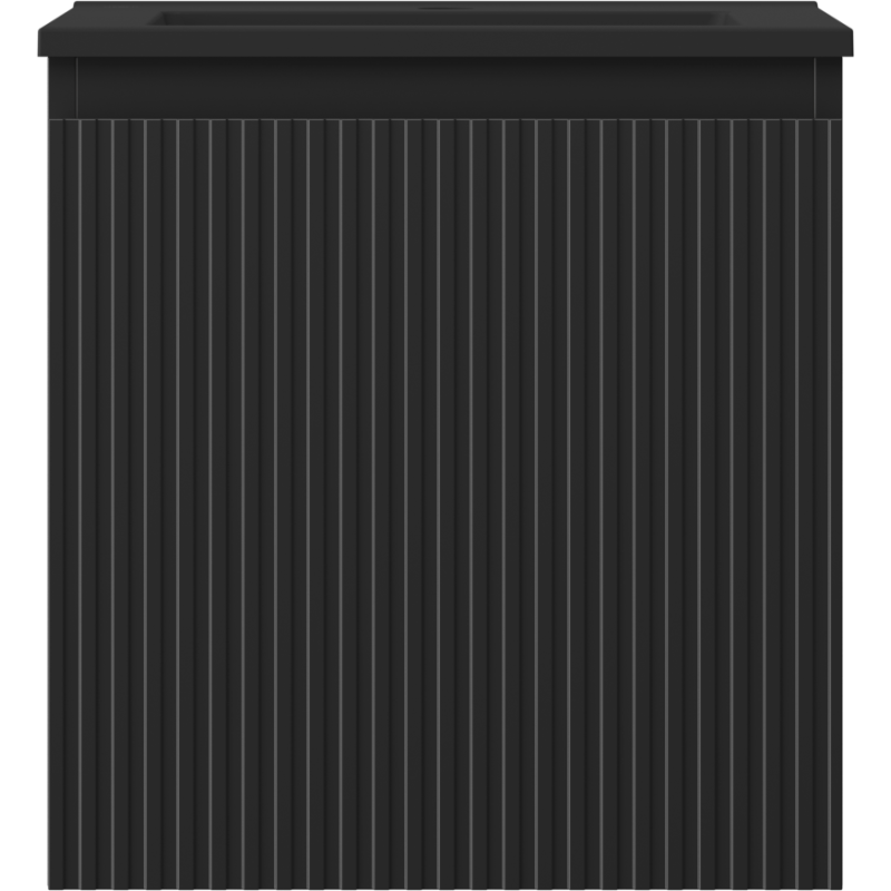Mexen Rivel Badezimmerschrank 45 cm mit Waschbecken Otis, 1 Schublade, gerillt, schwarz matt - 91A20-04547-1-BF71-W18M71