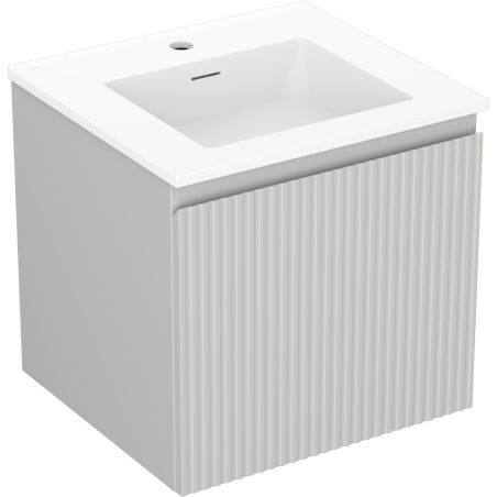 Mexen Rivel Badezimmerschrank 50 cm mit Waschbecken Otis, 1 Schublade, gerillt, grau matt/weiß matt - 91A20-05047-1-BF62-W18M01